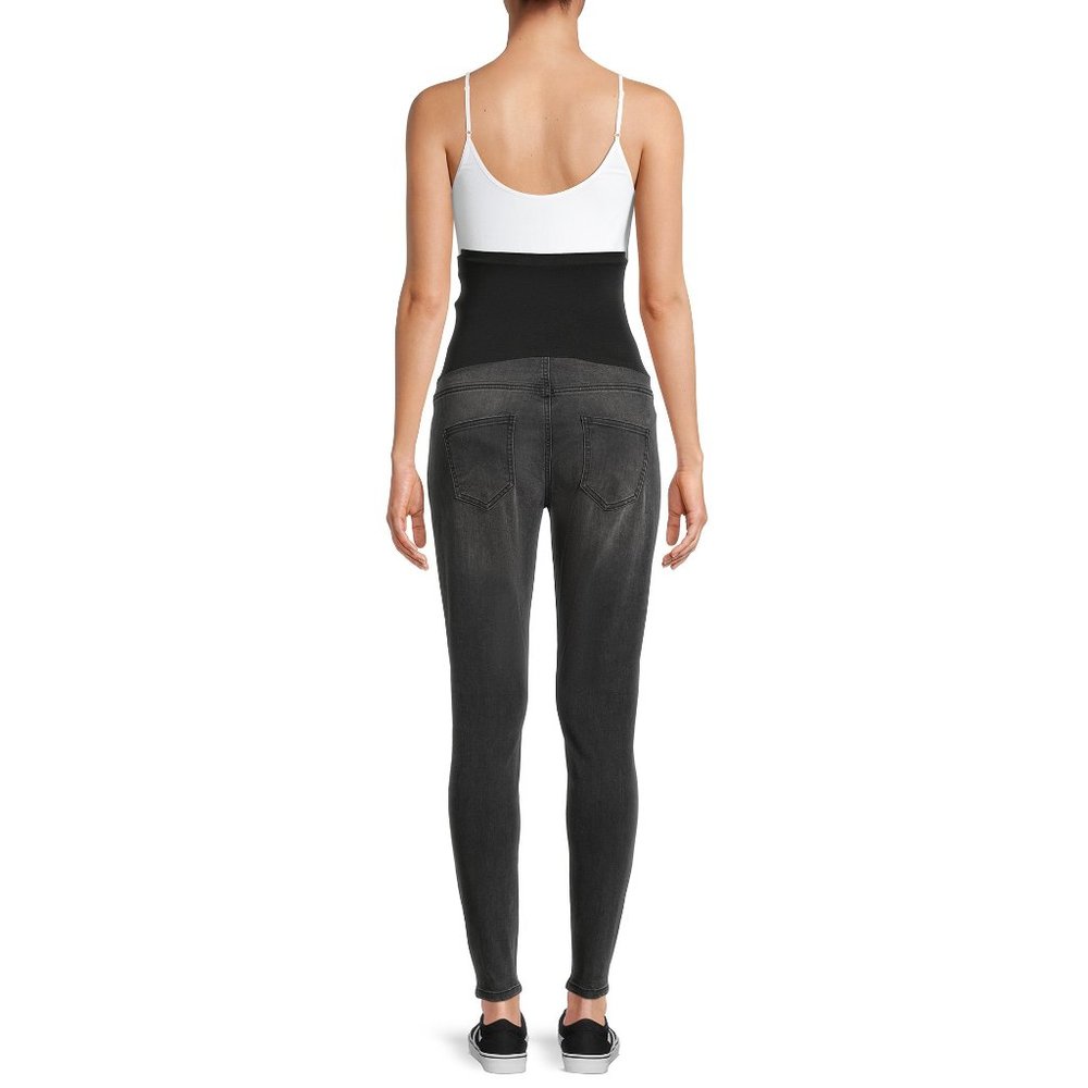 Time and Tru Women’s Maternity Skinny Jeans with Full Panel Charcoal Grey XXL - Picture 5 of 6